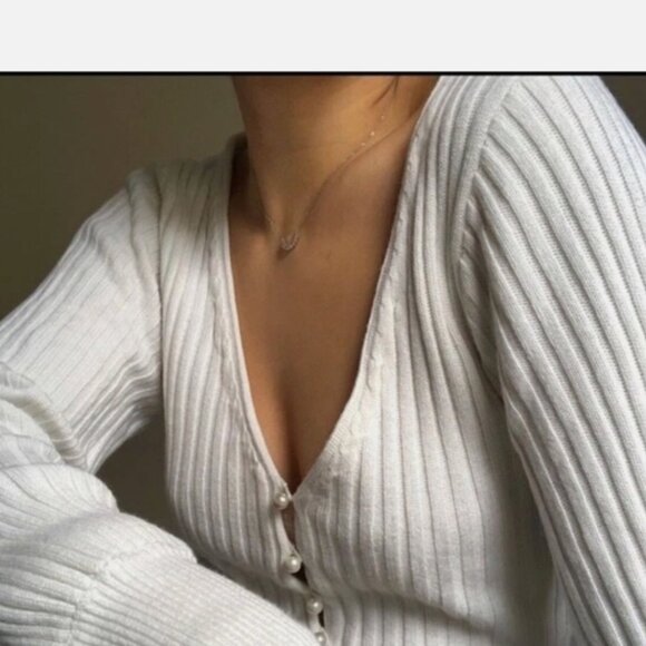 069 Wilfred Tan Ribbed Cardigan With Pearl Buttons - Picture 8 of 8